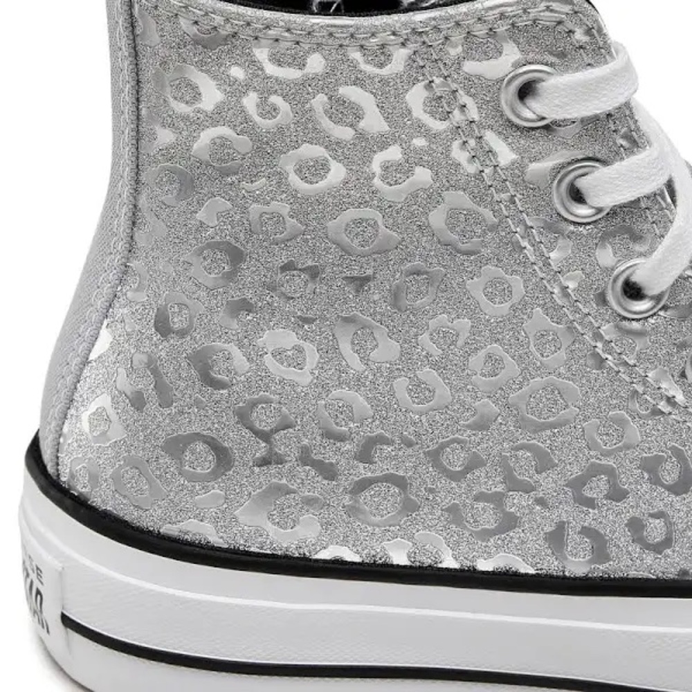 Converse All Star Women's White Leopard Print High Top Sneakers - Picture 6 of 7